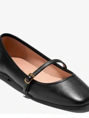 Cole Haan Yelena Mary Jane Ballets Flats Black Leather 10 EUC